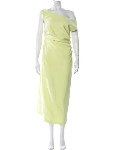 Pre-owned Misha One-shoulder Long Dress W/ Tags In Green