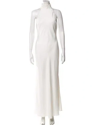 Pre-owned Misha One-shoulder Long Dress In White