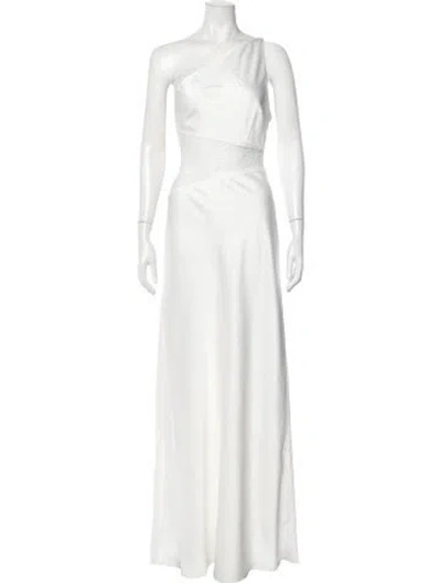 Pre-owned Misha One-shoulder Long Dress In White