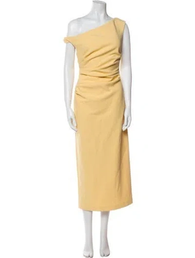Pre-owned Misha One-shoulder Long Dress In Yellow