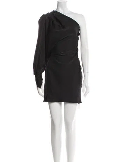 Pre-owned Misha One-shoulder Mini Dress In Black