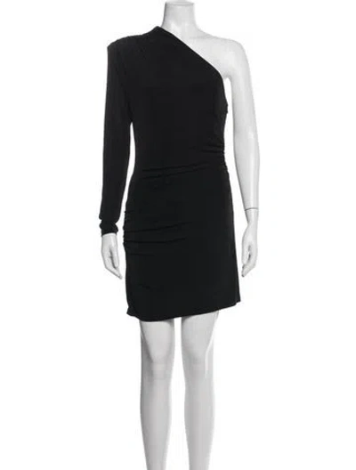 Pre-owned Misha One-shoulder Mini Dress In Black