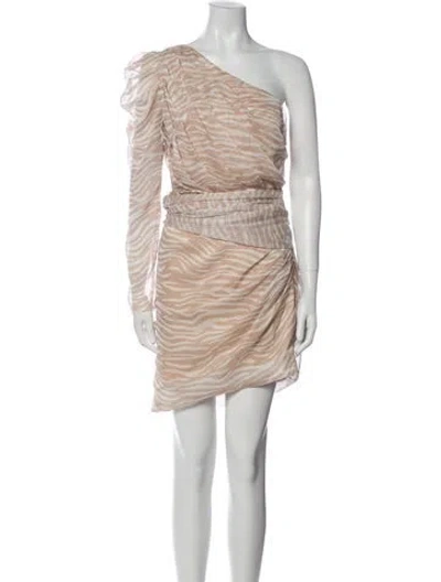 Pre-owned Misha One-shoulder Mini Dress In Neutral