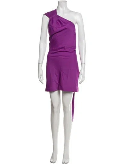 Pre-owned Misha One-shoulder Mini Dress In Purple