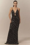 Misha Onyx Sequin V-neck Maxi Dress In Animal Print