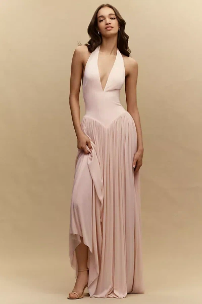 Misha Ophelia Jersey Plunge Maxi Dress In Pink