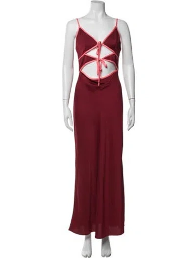 Pre-owned Misha Plunge Neckline Long Dress W/ Tags In Red