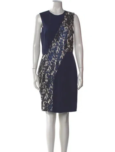 Pre-owned Misha Printed Knee-length Dress In Blue
