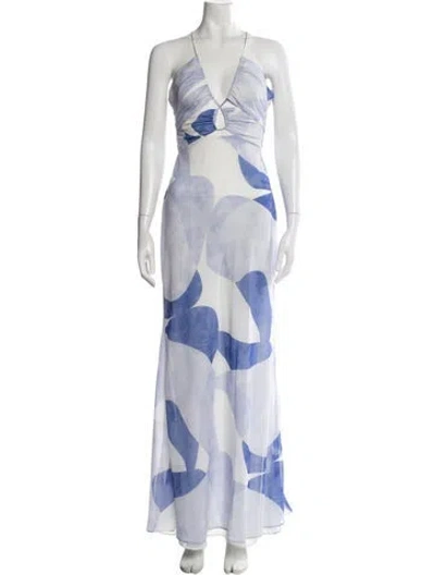 Pre-owned Misha Printed Long Dress In Multi