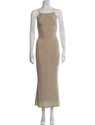 Pre-owned Misha Printed Long Dress In Neutrals