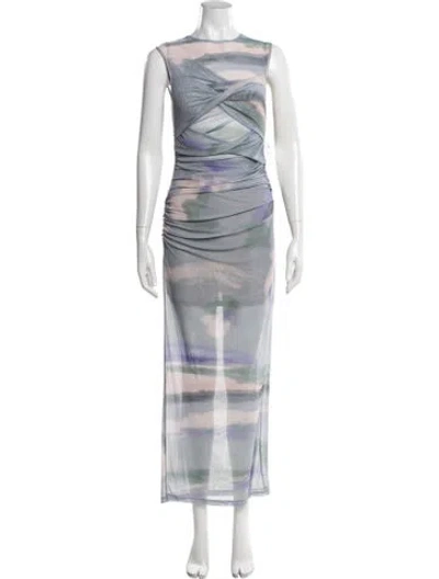 Pre-owned Misha Printed Long Dress W/ Tags In Blue