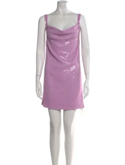 Pre-owned Misha Printed Mini Dress In Purple