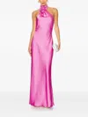 Misha Rose-embellished Halterneck Dress In Pink