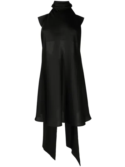 Misha Rue Bow-detail Minidress In Schwarz