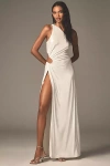 Misha Sabine One-shoulder Foil Jersey Maxi Dress
