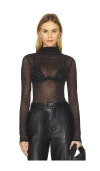 Misha Sandra Mesh Top In Black & Diamante