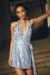Misha Sapphire Sequin Plunge Mini Dress In Gray