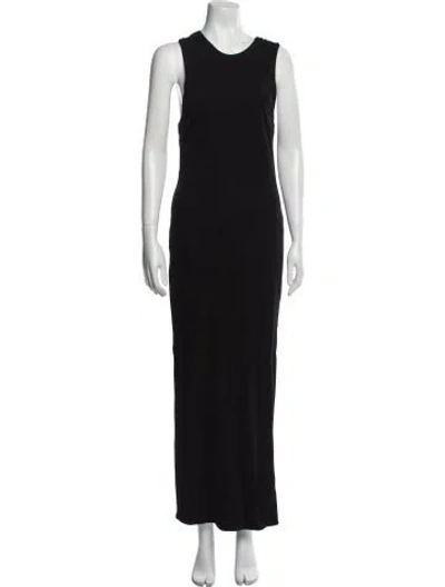 Pre-owned Misha Scoop Neck Long Dress In Black