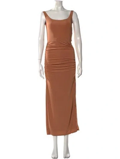 Pre-owned Misha Scoop Neck Long Dress In Neutral