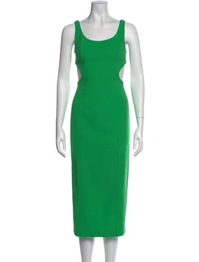 Pre-owned Misha Scoop Neck Midi Length Dress In Green