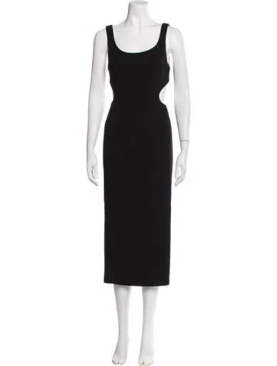Pre-owned Misha Scoop Neck Midi Length Dress W/ Tags In Black