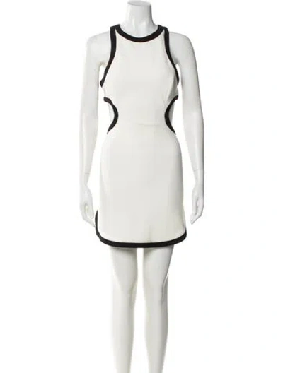 Pre-owned Misha Scoop Neck Mini Dress In White