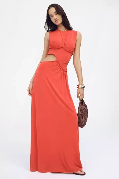 Misha Sierra Cupro Cutout Maxi Dress In Red