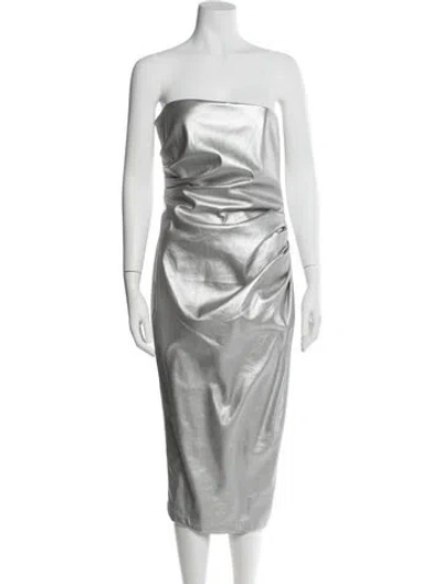 Pre-owned Misha Silk Knee-length Dress In Gray