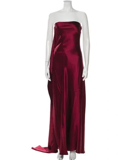 Pre-owned Misha Silk Long Dress W/ Tags In Burgundy