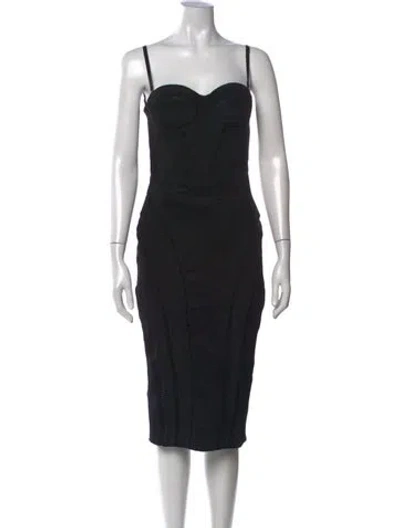 Pre-owned Misha Silk Midi Length Dress In Black