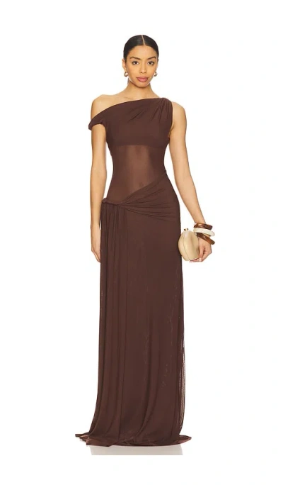 Misha Sisal Maxi Dress In 浓咖啡色