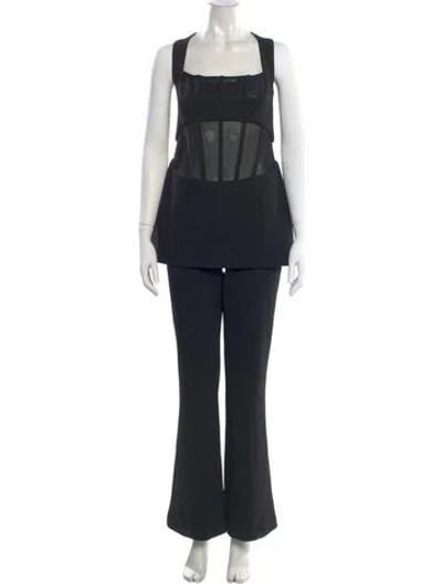 Pre-owned Misha Square Neckline Jumpsuit In Black