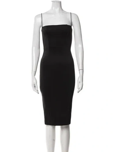 Pre-owned Misha Square Neckline Knee-length Dress In Black