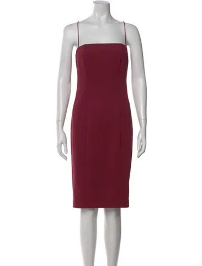 Pre-owned Misha Square Neckline Knee-length Dress In Burgundy