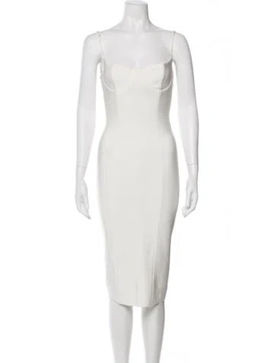 Pre-owned Misha Square Neckline Knee-length Dress In White
