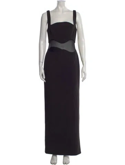 Pre-owned Misha Square Neckline Long Dress In Black