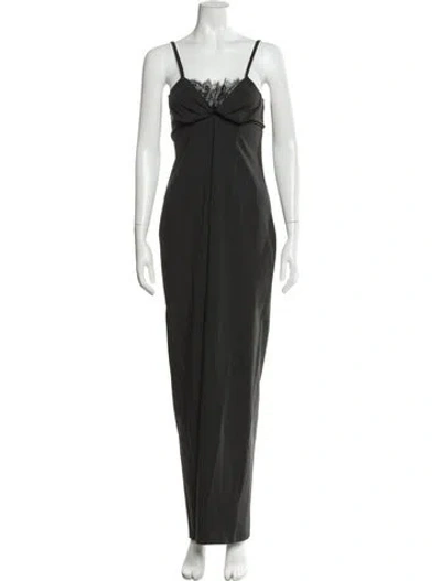 Pre-owned Misha Square Neckline Long Dress In Green