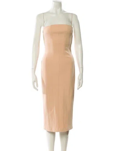 Pre-owned Misha Square Neckline Midi Length Dress In Neutral