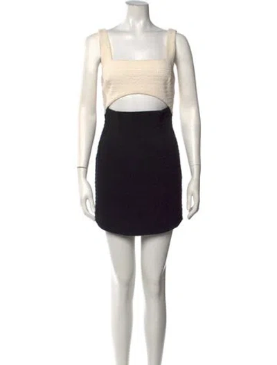 Pre-owned Misha Square Neckline Mini Dress In Black