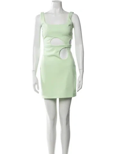 Pre-owned Misha Square Neckline Mini Dress In Green