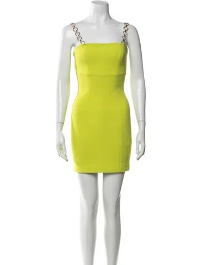 Pre-owned Misha Square Neckline Mini Dress In Green
