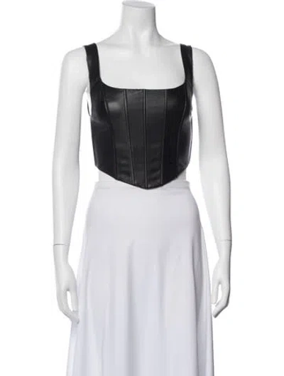 Pre-owned Misha Square Neckline Sleeveless Crop Top In Black