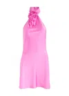 Misha Rose-embellished Halterneck Dress In Pink