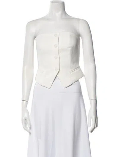 Pre-owned Misha Strapless Button-up Top In White