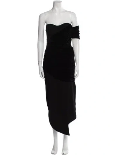 Pre-owned Misha Strapless Knee-length Dress In Black