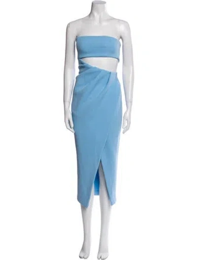 Pre-owned Misha Strapless Knee-length Dress In Blue