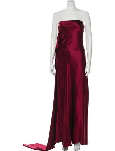 Pre-owned Misha Strapless Long Dress W/ Tags In Burgundy