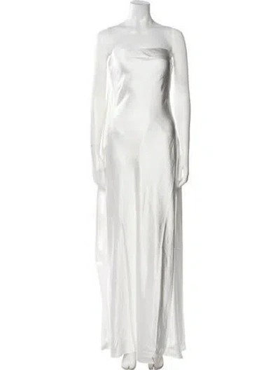 Pre-owned Misha Strapless Long Dress In White