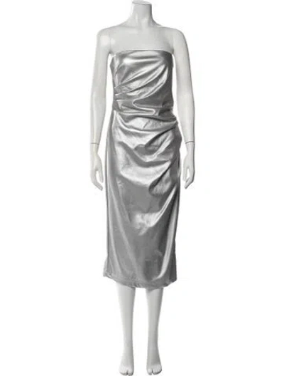 Pre-owned Misha Strapless Midi Length Dress W/ Tags In Gray