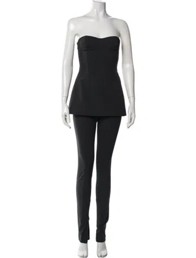 Pre-owned Misha Striped Pantsuit In Black